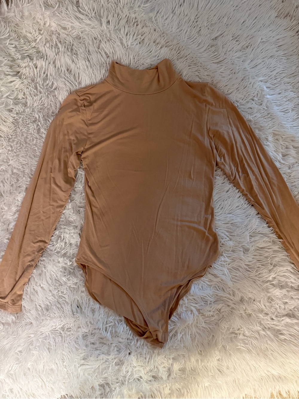 MANGOPop Nude Mock Neck Long Sleeve Bodysuit Size M Stretch